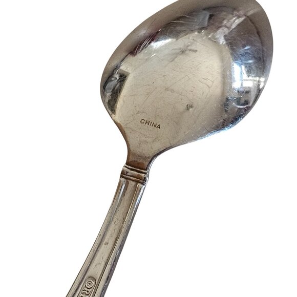 4 Reed Barton Benson Spoon 6" stainless vtg Outline Flat Tip minimalist retro r - Picture 6 of 11